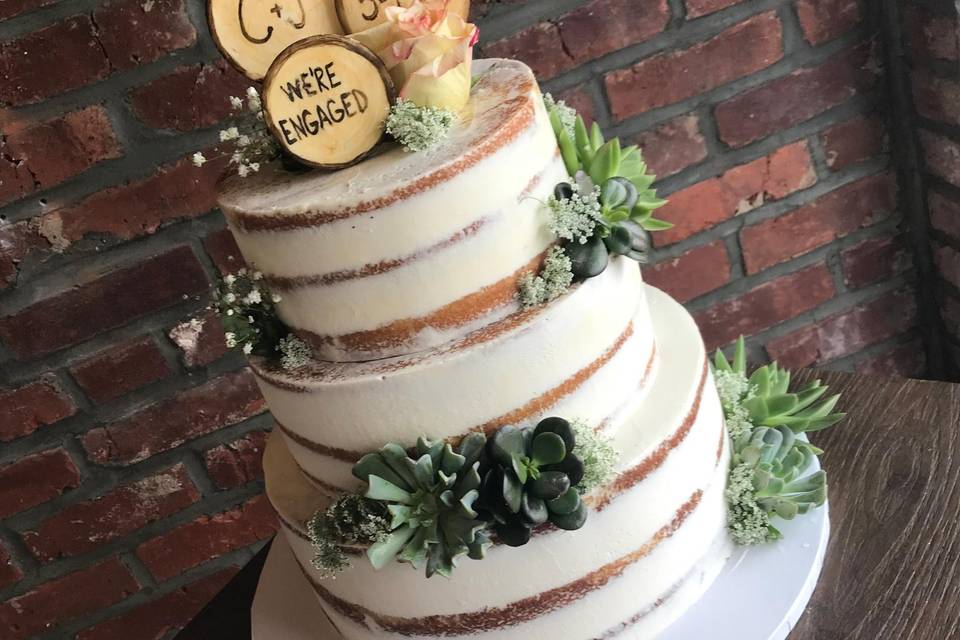 Naked engagement cake