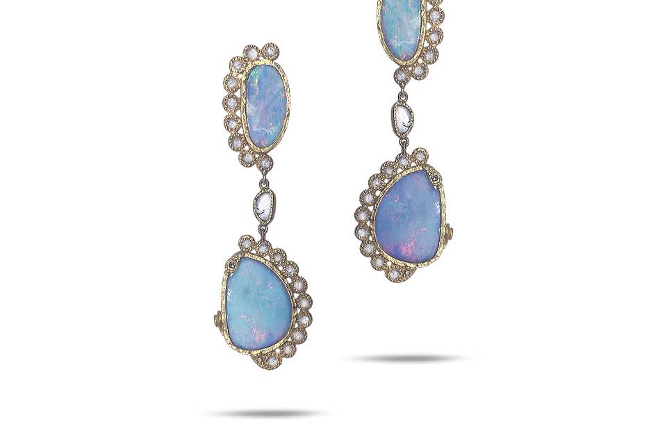 Opal & Diamond Earrings