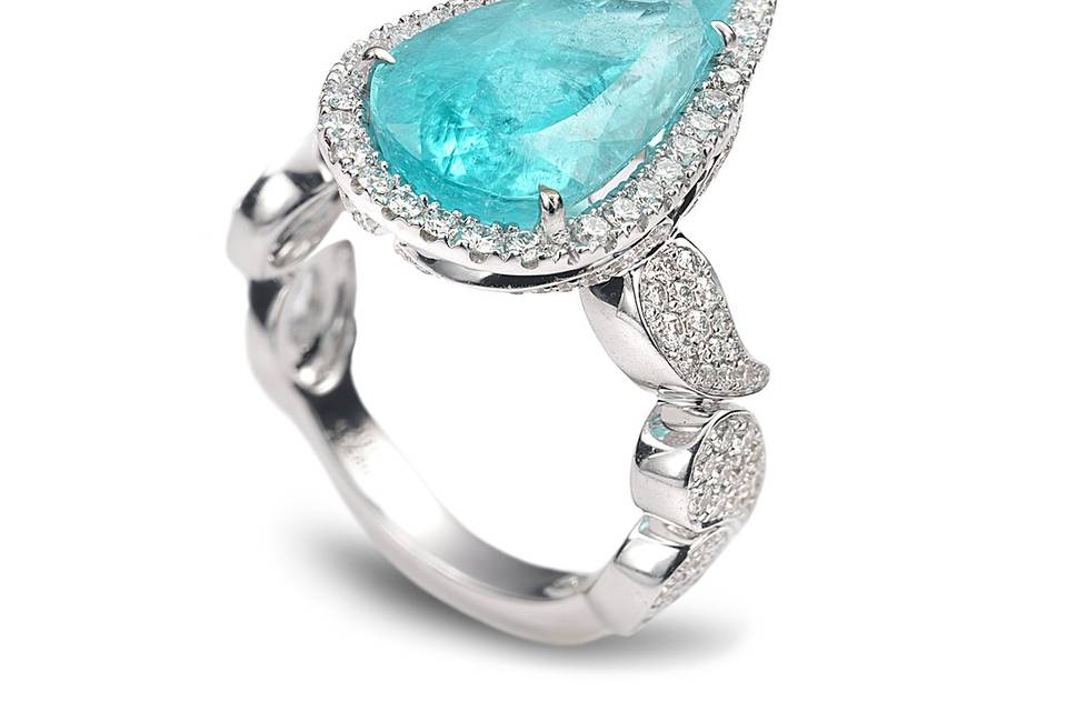 Paraiba teardrop ring