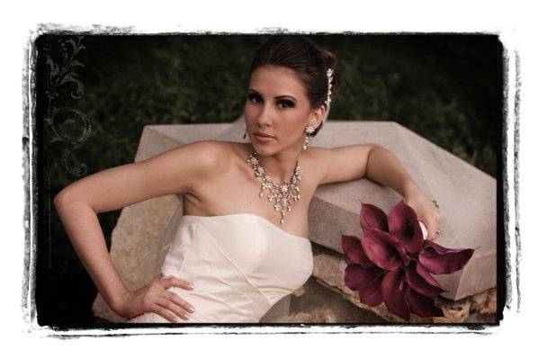 Bridal portrait at Helen's Garden located in League City, Texas.
