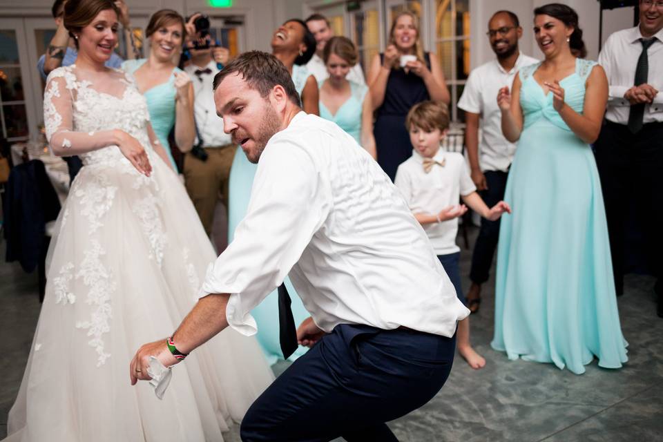 Even the groom gets down