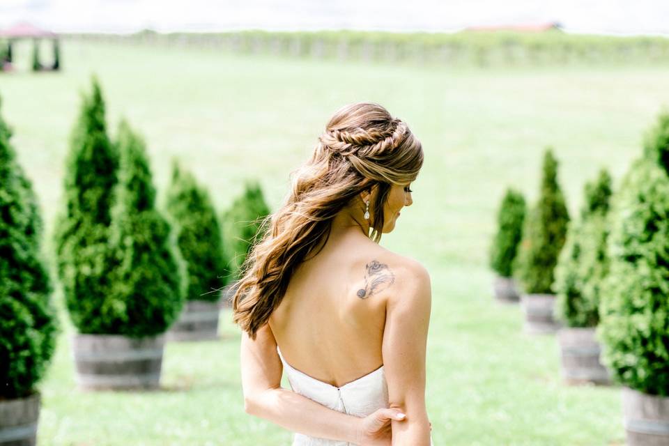 Bride and bouquet
