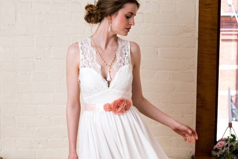 Low vneck wedding dress