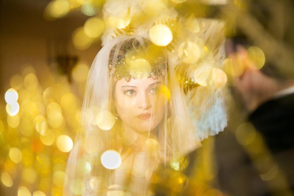 Bride in golden glow
