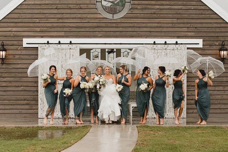 Bride with bridesmaids