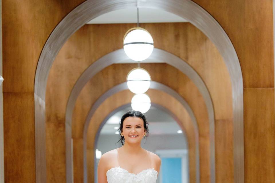 Bride in Gallery Corridor