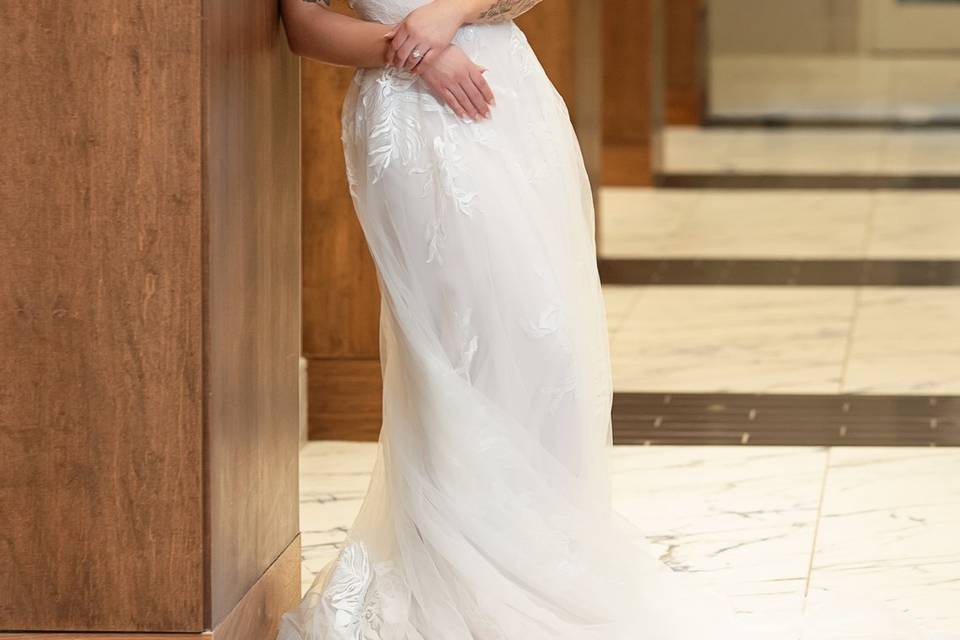 Bride in Gallery Corridor