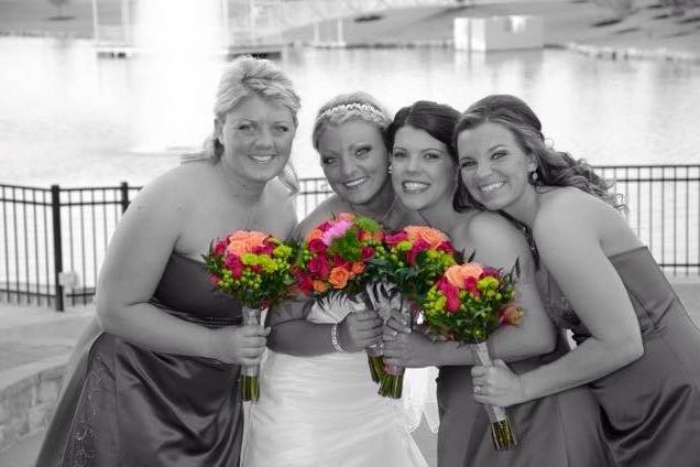 The bride with her bridesmaids