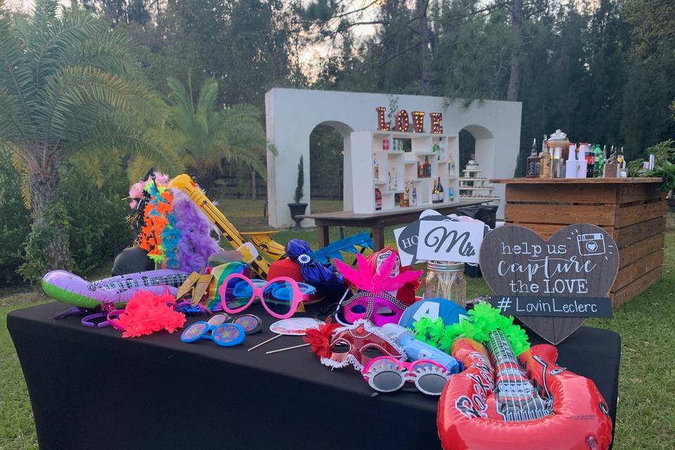 Photo booth props table