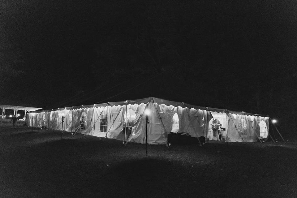 The tent glows while guest's dance the night away!