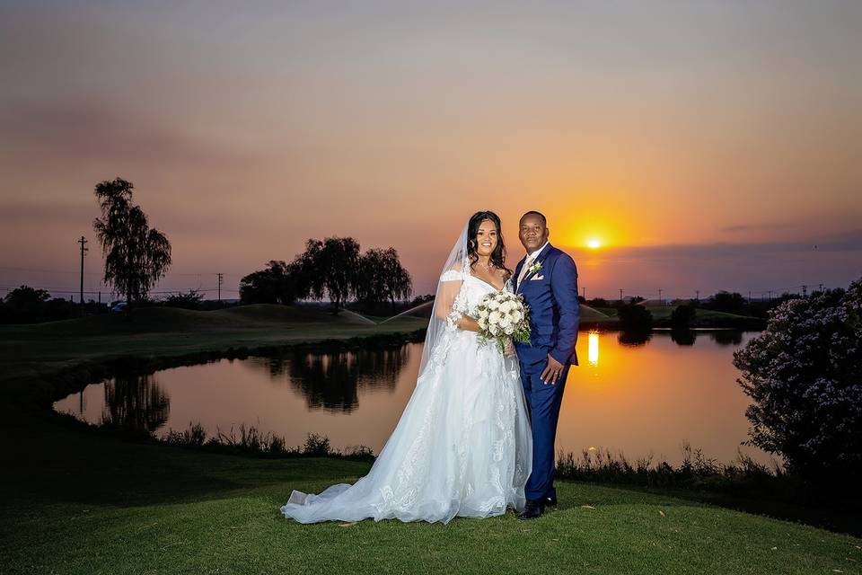 Bride and Groom at sunset