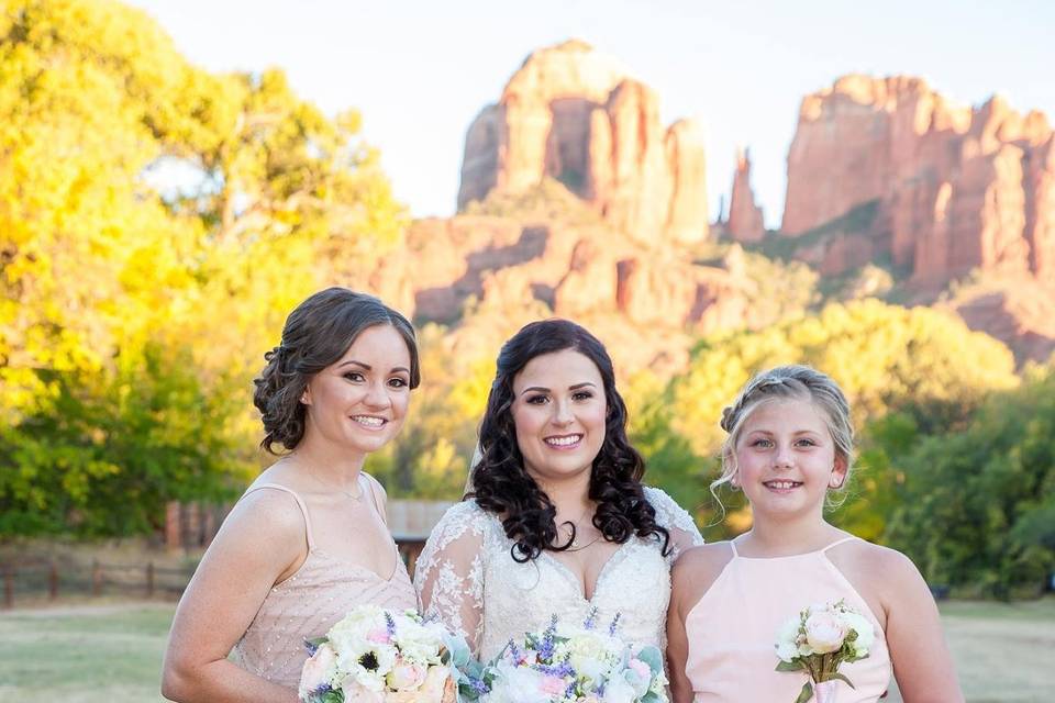 Bride and bridesmaids