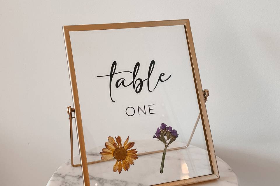 Dried Flower Table Numbers