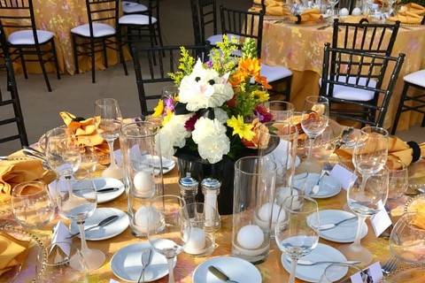 Table setup with centerpiece