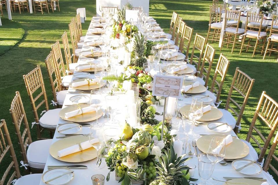 Table setup with centerpiece