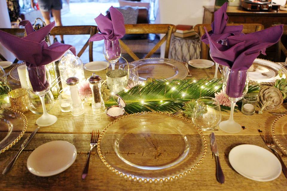 Table setup with centerpiece