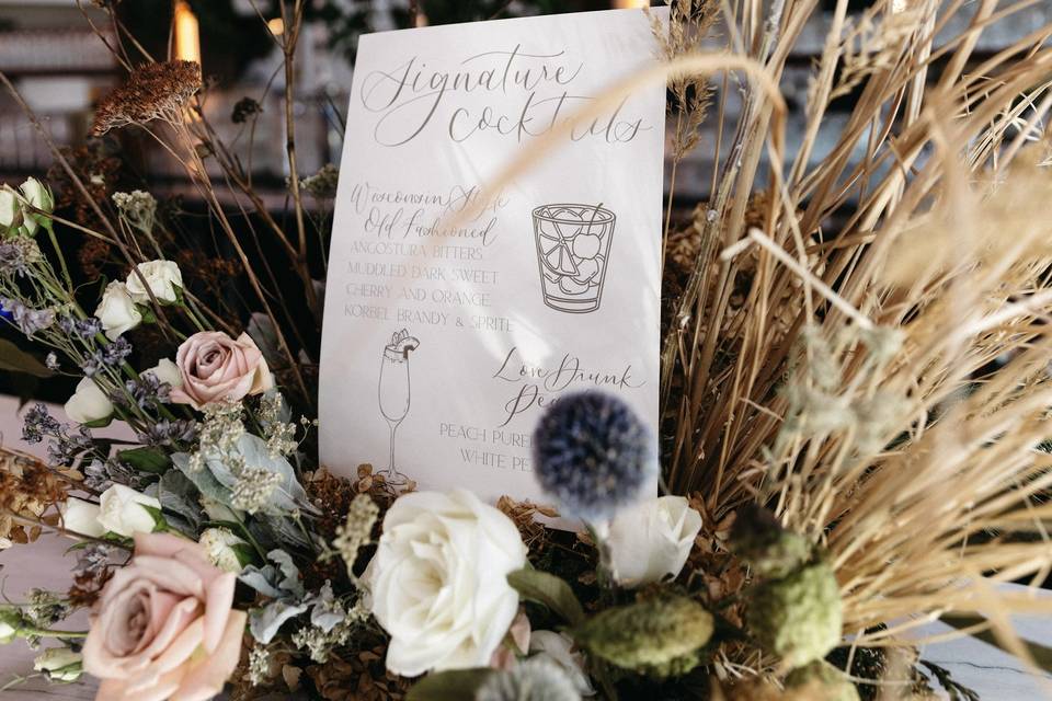 Signage and Floral Pairings
