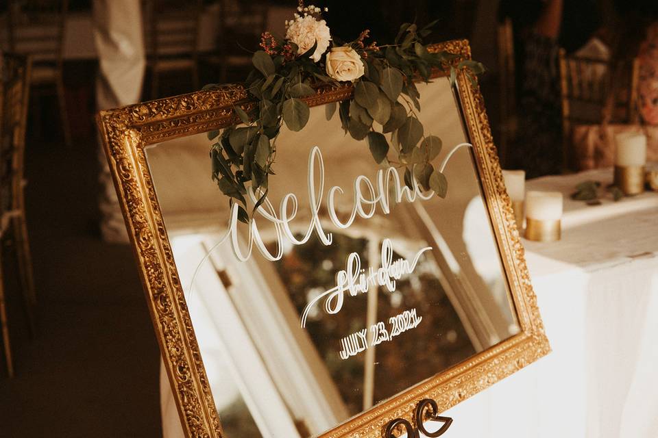 Mirror Welcome Sign