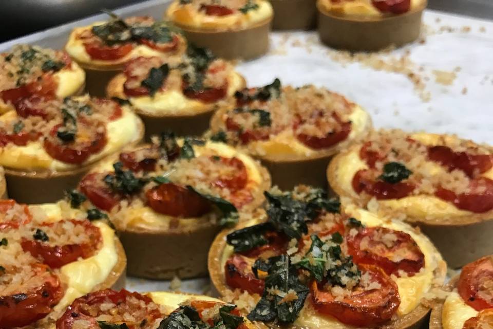 Tomato and goat cheese tarts