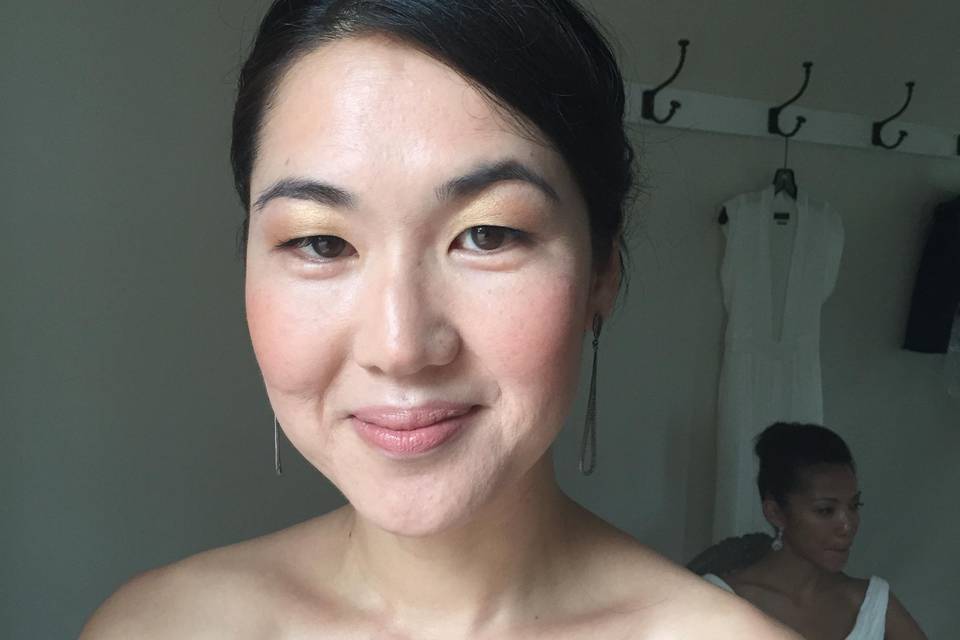 Real bridesmaid peachy cheeks