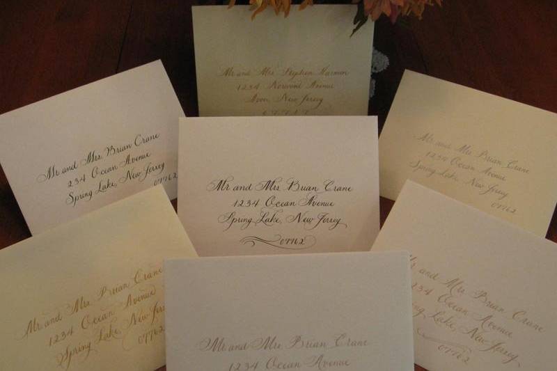 Variety of lettering styles on Crane envelopes