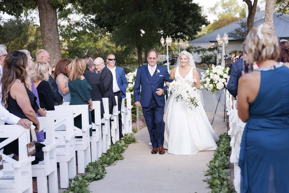 Bride walking down aisle