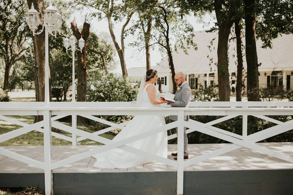 Bride and Groom on bridge