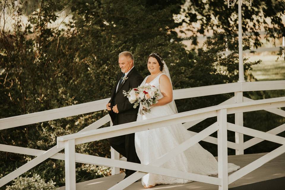 Bride walking down aisle