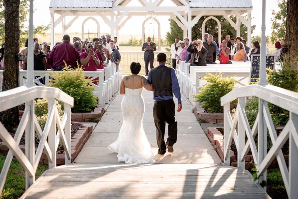 Bride walking down aisle