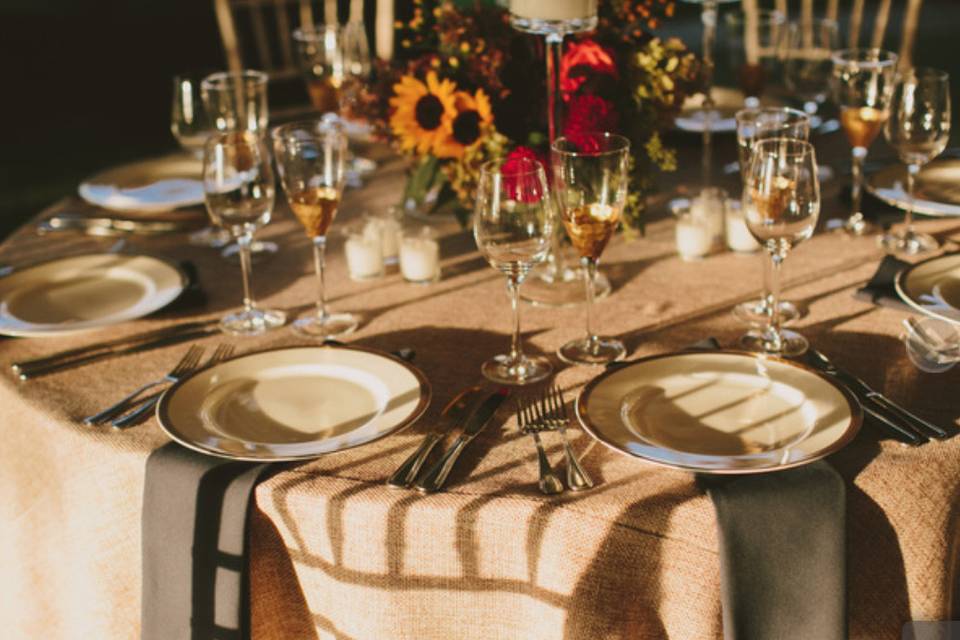 Table set up with centerpiece