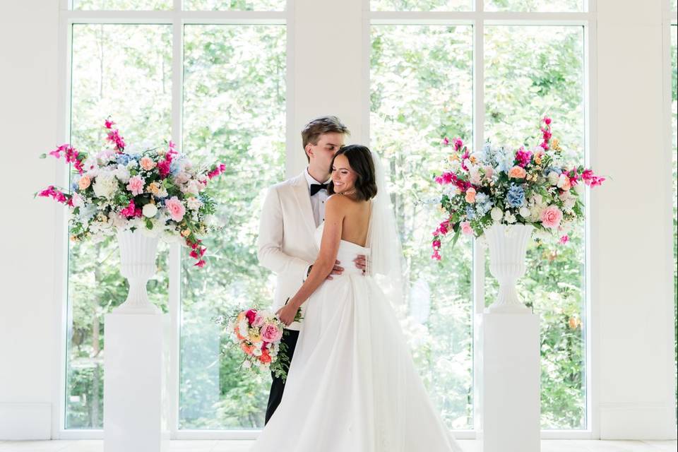 Glass chapel with florals