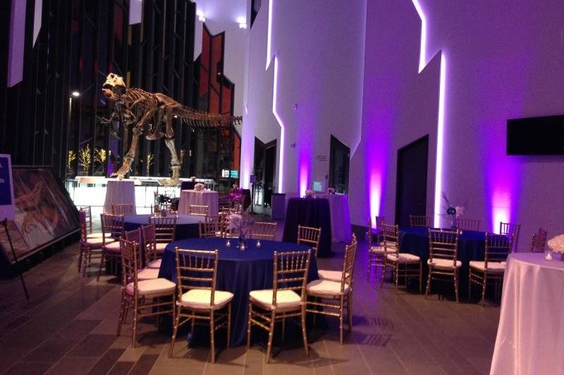 The beautiful up-lighting and elegant table decorations complement the Great Hall perfectly.