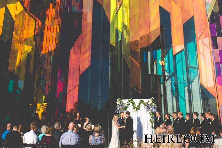 Views of our outdoor ceremony space with a dramatic backdrop