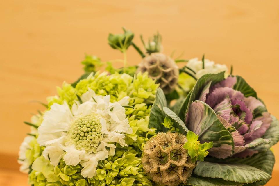 Centerpiece - hydrangea, cabbage, ranunculus