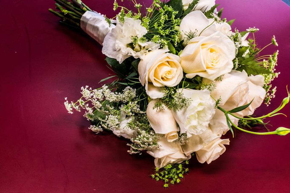 Hand-tied bridal bouquet - hydrangea, dahlia, lisianthus