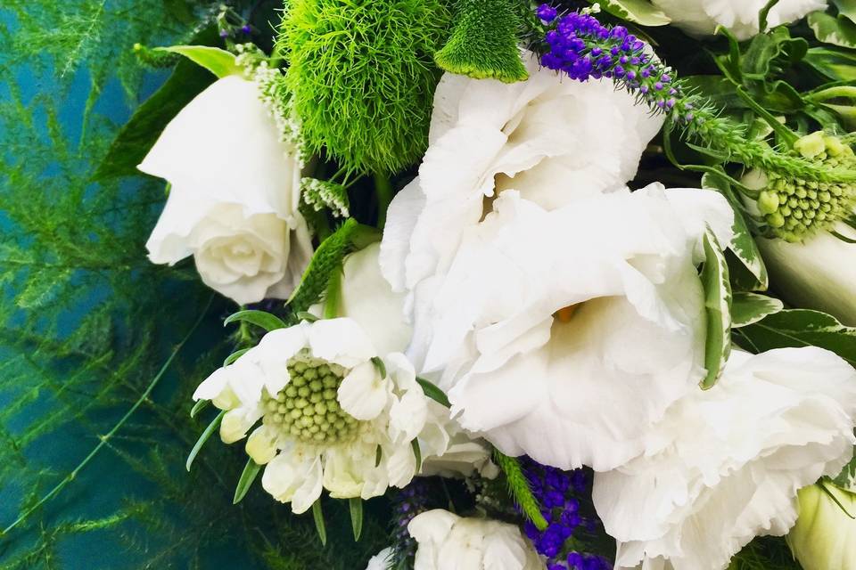 Hand-tied bridal bouquet - lisianthus, roses