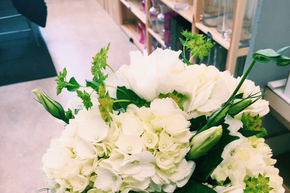 Bridesmaid hand-tied bouquet - hydrangea, lisianthus