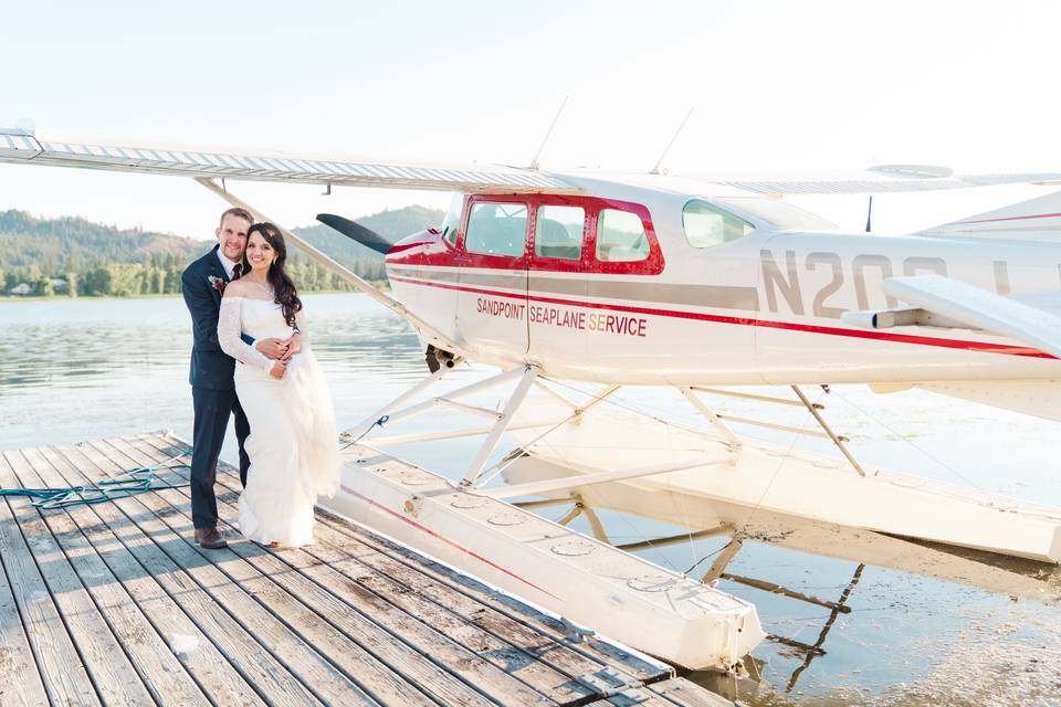 Seaplane exit wedding
