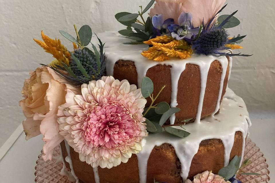 Fresh Floral Cake w/ Drizzle