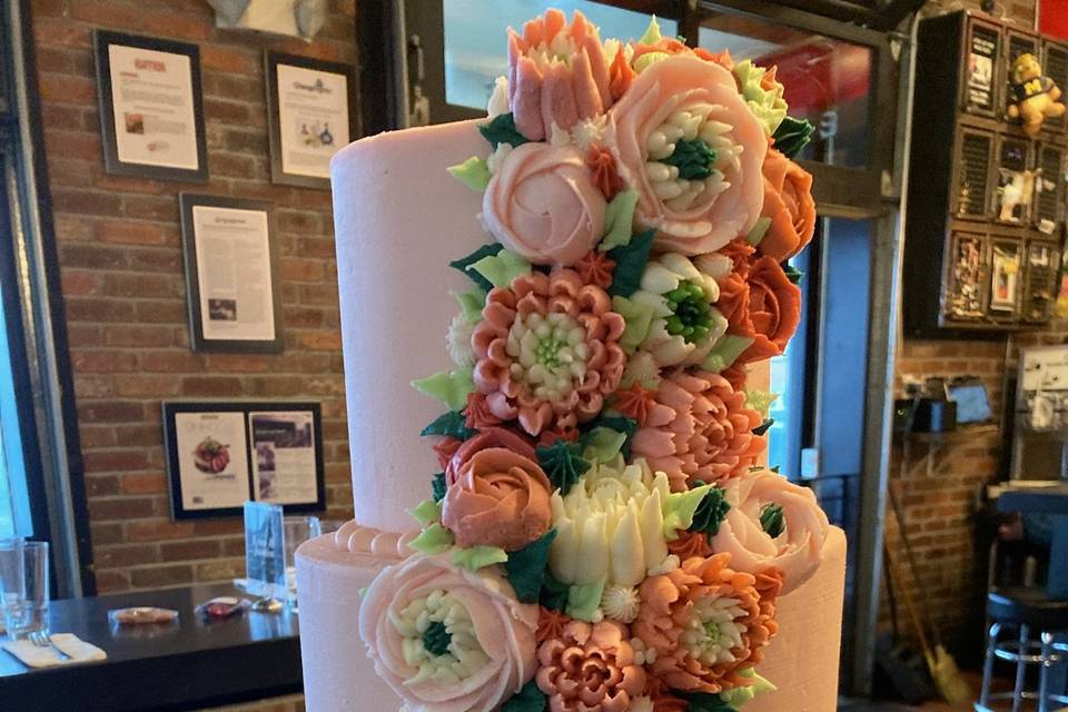 Cascading Buttercream Flowers