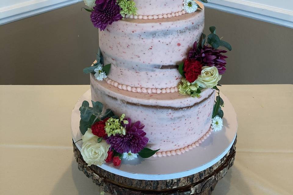 Naked Cake w/ Fresh Flowers