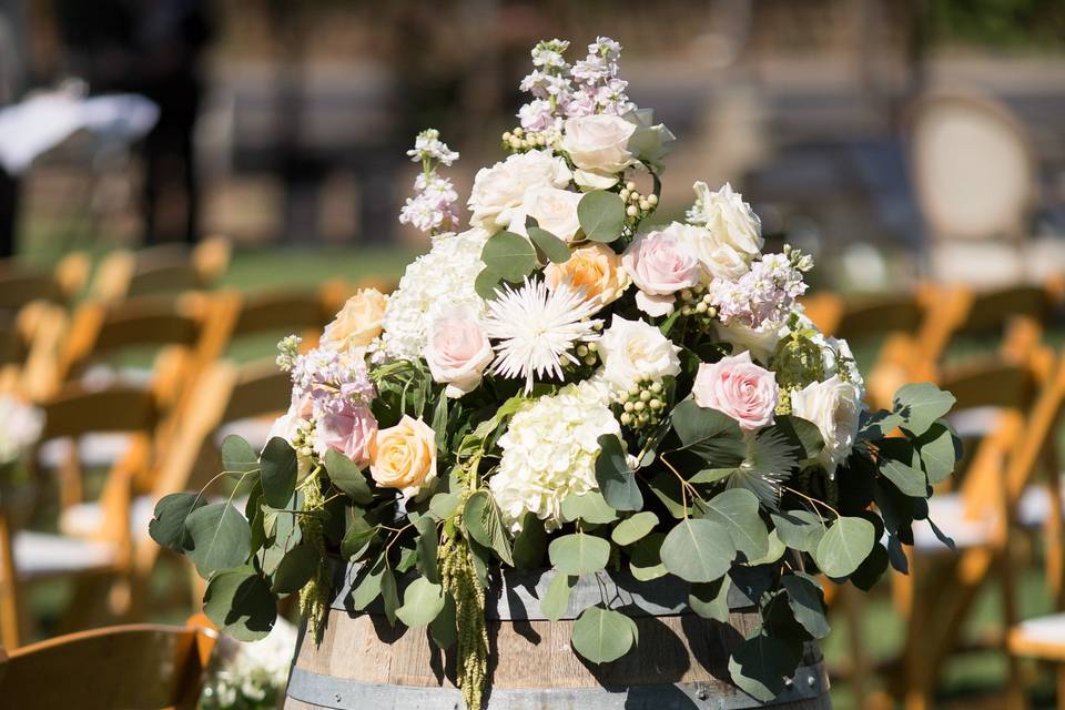 Wine barrel flowers