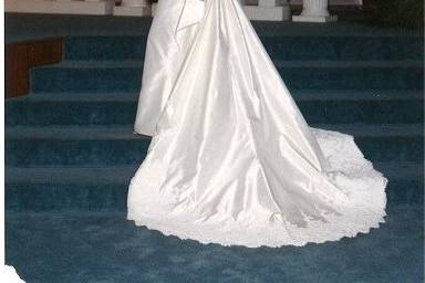 Bride beside the stairs