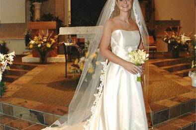 Bride in gold themed room