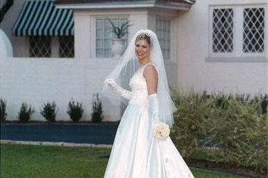 Bride posing outdoors