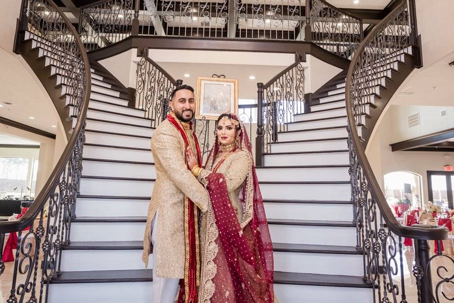 Lovely couple on the staircase