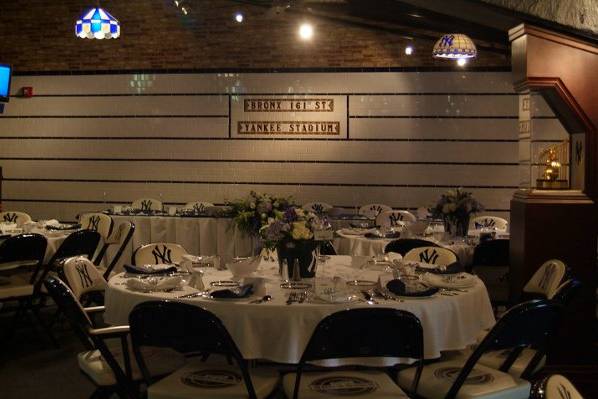 The table setup for the Bruno wedding in the Bright House Networks Dugout Club. April 2011