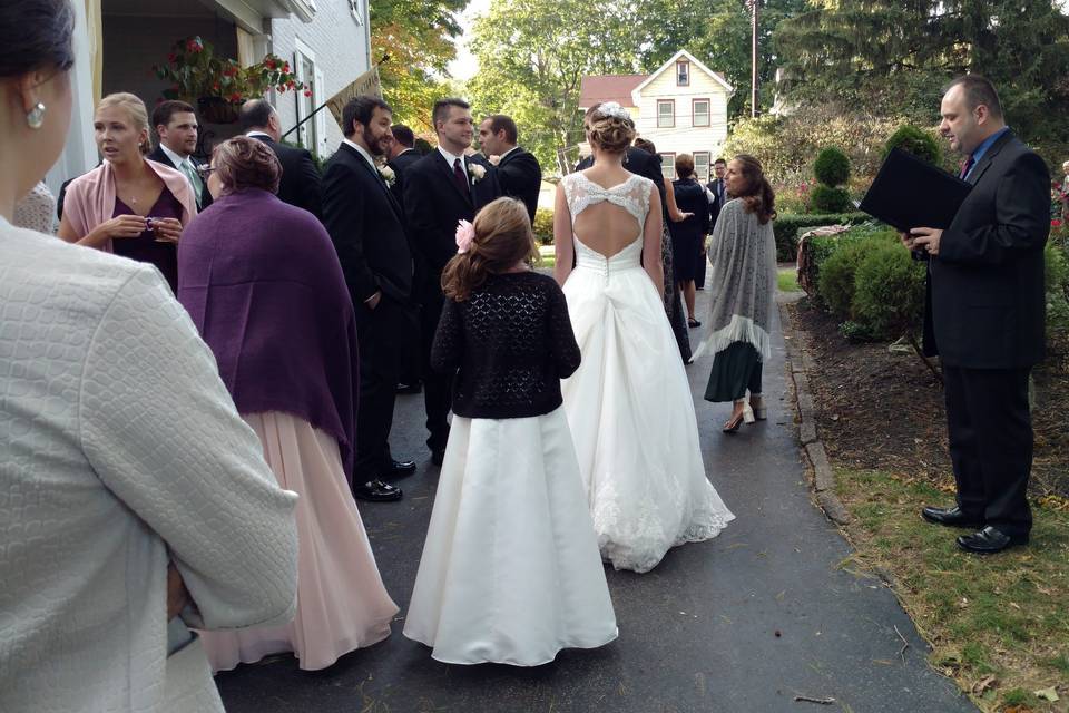 Joyful wedding procession