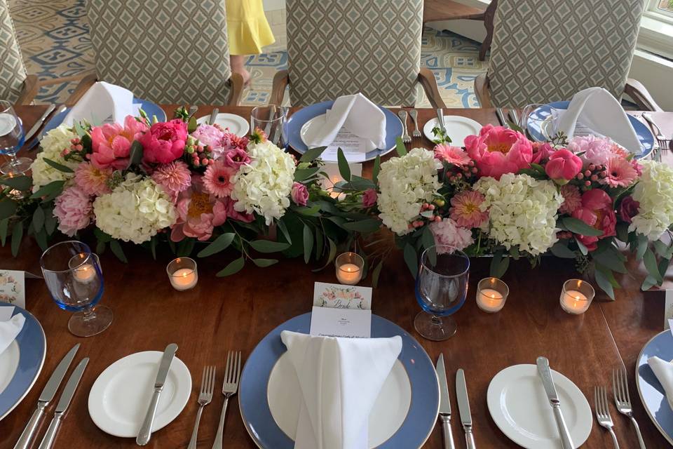 Coral Peony Table Arrangements