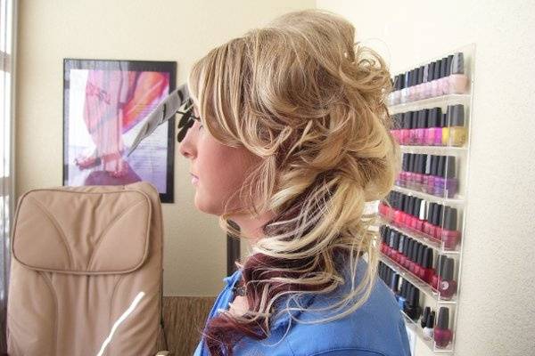 We added Clip-In Hair Extensions to get that full-long look for the evening!